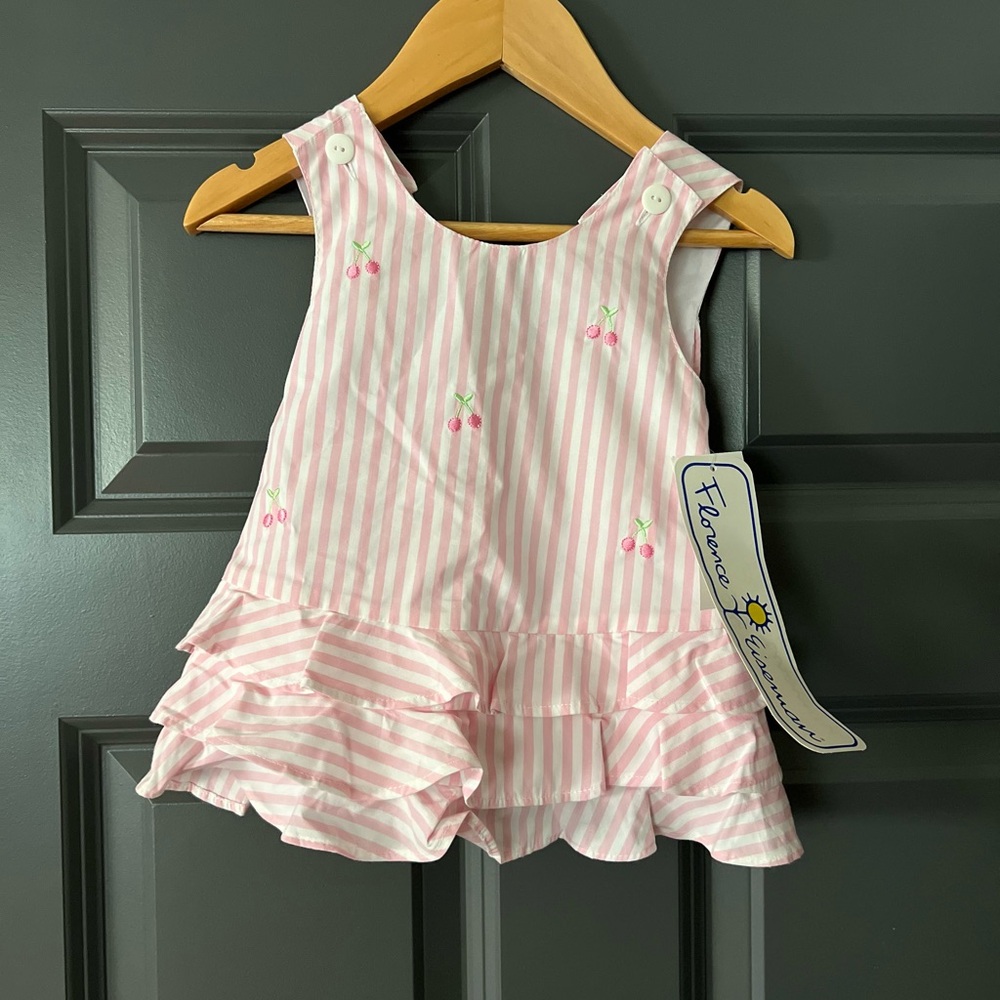 Florence Eiseman Pink and White Striped Baby Set NWT - Picture 2 of 6